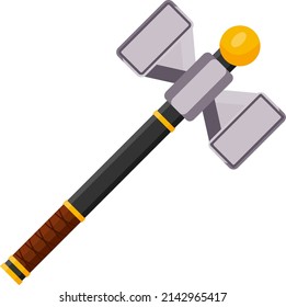 Ancient war hammer, illustration, vector on a white background.