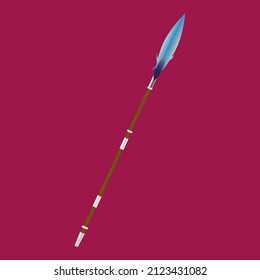Ancient war spear. Vector illustration with effects. Colorful background.