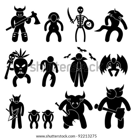 Ancient Warrior Character for Evil League Icon Symbol Sign Pictogram