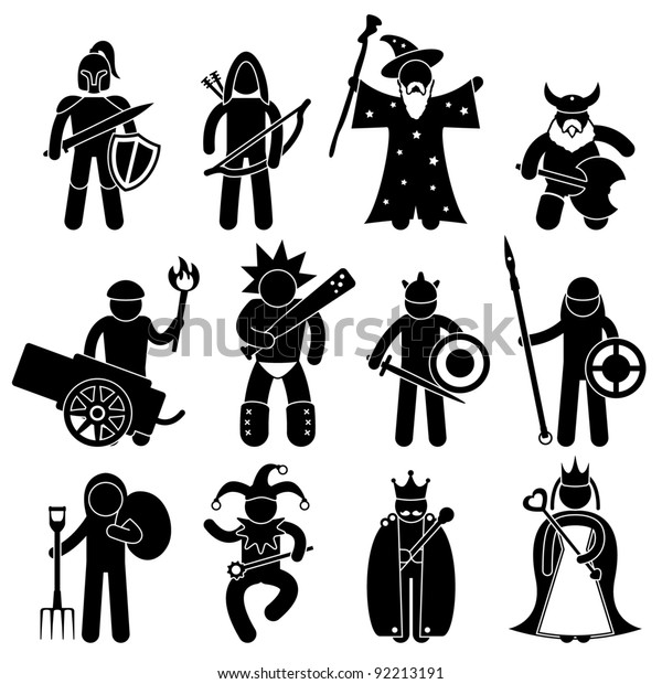 古代武士のキャラクターとグッドアライアンスのアイコンシンボル記号絵文字 のベクター画像素材 ロイヤリティフリー