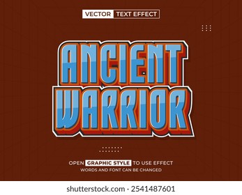 ancient warrior editable text, font effect, 3d text for title