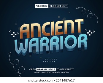 ancient warrior editable text, font effect, 3d text for title