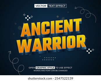 ancient warrior editable text, font effect, 3d text for title