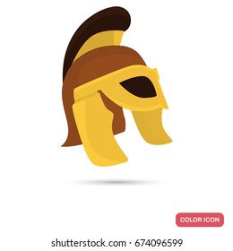 Ancient warrior helmet color flat icon for web and mobile design