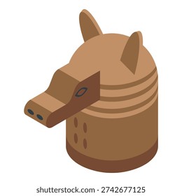 Ancient warrior helmet, crafted in the shape of a boar's head, symbolizing strength and ferocity in battle