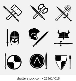 
Ancient warrior icon set . VECTOR illustration.
