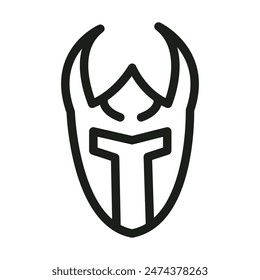 Ancient Warrior Mask Icon Perfect for Cultural and Historical Illustrations