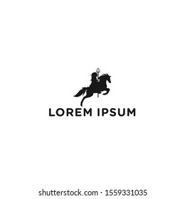Ancient warrior on horseback logo template 