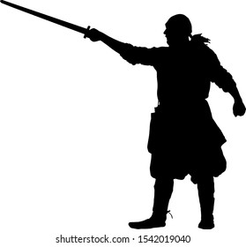 Ancient warrior with a sword in his hands.