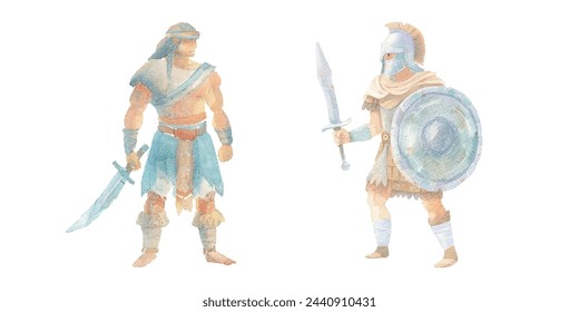 ancient warrior watercolour vector illustration 