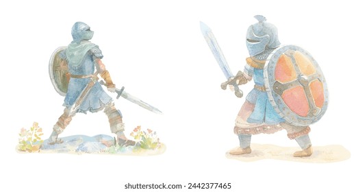 ancient warrior watercolour vector illustration