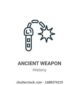 Icono vectorial de contorno de armas antiguas. Icono de arma negra antigua de línea delgada, ilustración de elemento simple vector plano del concepto de historia editable trazo aislado sobre fondo blanco