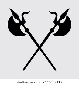 Ancient Weapon Tool Equipment. icon on a grey background