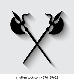Ancient Weapon Tool Equipment. icon   on a grey background