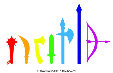 The ancient weapon vector rainbow colors