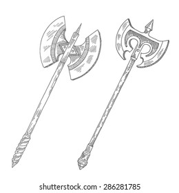Ancient weapons, axes and rubber sheet