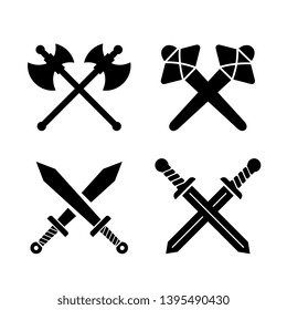 Ancient weapons sign set on white background