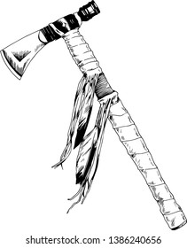 ancient weapons of the wild West, drawn with ink on a white background