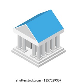 Ancient white bank building icon. Isometric of ancient white bank building vector icon for web design isolated on white background