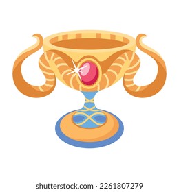 An ancient wine chalice icon in 2d style 