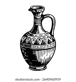 Ancient wine jug illustration in vintage style