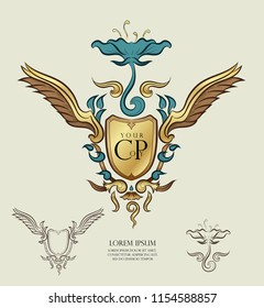ancient wing frame and luxury,logo space