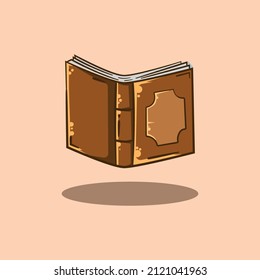 Ancient wizard book in cartoon style. cartoon vector illustration