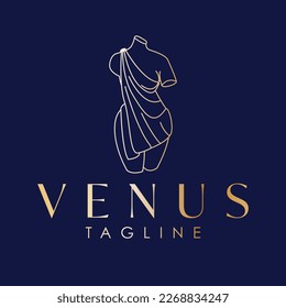 Ancient woman body logo template. Venus logo design. Beauty industry and wellness logotype. 