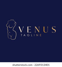 Ancient woman body logo template. Venus logo design. Beauty industry and wellness logotype. 