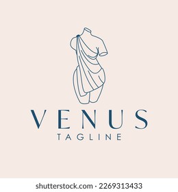 Ancient woman body logo template. Venus logo design. Beauty industry and wellness logotype. 