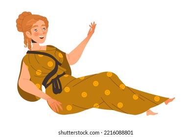 Ancient Woman Roman Character from Classical Antiquity Lying and Talking Vector Illustration