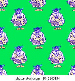 Ancient woman seamless pattern. Cartoon style pattern design.