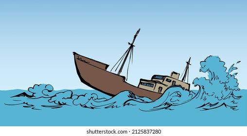 63 Sunk ship cartoon Images, Stock Photos & Vectors | Shutterstock