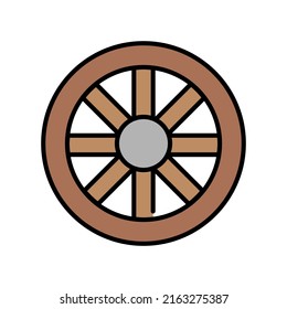 Ancient Wooden Cart Wheel Logo Icon Concept