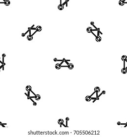 Ancient wooden catapult pattern repeat seamless in black color for any design. Vector geometric illustration