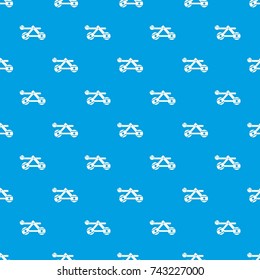 Ancient wooden catapult pattern repeat seamless in blue color for any design. Vector geometric illustration