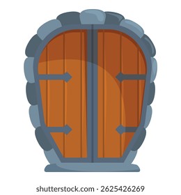 Ancient wooden door with a stone archway and metal details is waiting for visitors