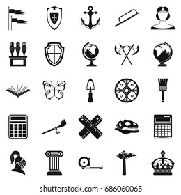 Ancient world icons set. Simple set of 25 ancient world vector icons for web isolated on white background