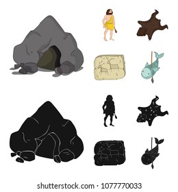 Ancient, world, stone age .Stone age set collection icons in cartoon,black style vector symbol stock illustration web.