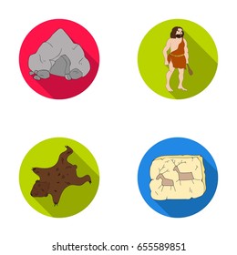 Ancient, world, stone age .Stone age set collection icons in flat style vector symbol stock illustration web.