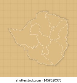 Ancient Zimbabwe map old paper background with space for text. Vector illustration EPS10.
