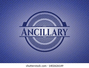 Ancillary badge with jean texture. Vector Illustration. Detailed.