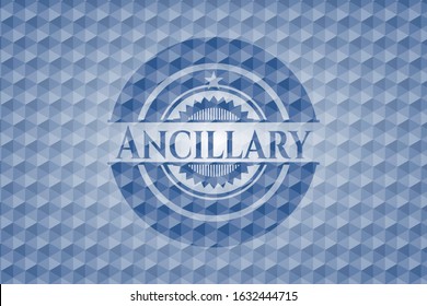Ancillary blue polygonal emblem. Vector Illustration. Detailed.