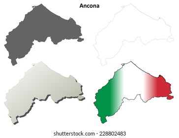 Ancona blank detailed outline map set