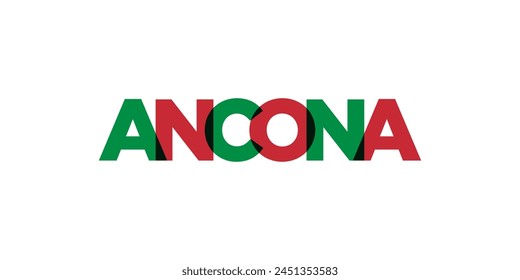 Ancona im Emblem von Italia. Das Design verfügt über einen geometrischen Stil, Vektorillustration mit gewagter Typografie in einer modernen Schriftart. Der grafische Slogan.