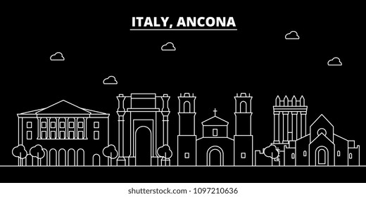 Ancona silhouette skyline. Italy - Ancona vector city, italian linear architecture, buildings. Ancona travel illustration, outline landmarks. Italy flat icons, italian line banner