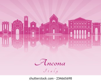 Ancona skyline in purple radiant orchid in editable vector file