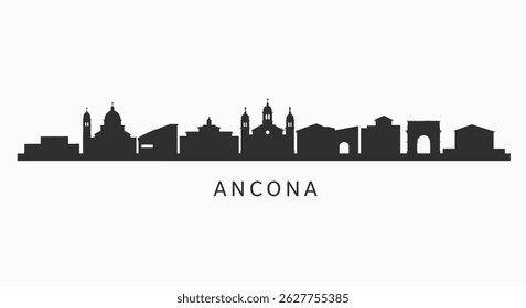 Ancona skyline silhouette with Italy city view.