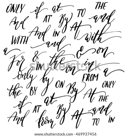 And, at, for, from, only, the, to - decorative calligraphy elements.Hand drawn elegant ampersands and catchwords for your design in vector.