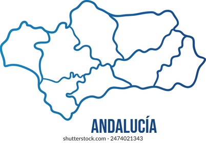 Andalucia autonomous community abstract vector map with provinces. Soft edges simplified shape